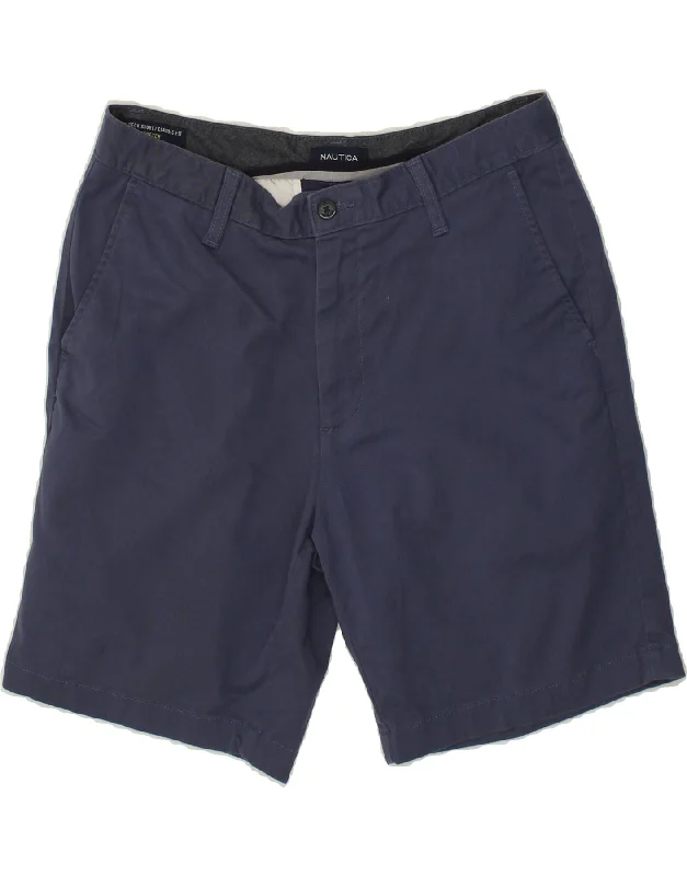 men's tailored shorts -NAUTICA Mens Classic Fit Chino Shorts W32 Medium  Navy Blue Cotton