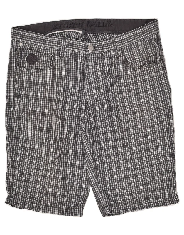 men's sports shorts -NORTH SAILS Mens Casual Shorts IT 54 2XL W36 Grey Check Cotton