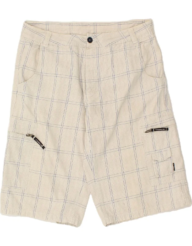 men's easy-wear shorts -O'NEILL Mens Casual Shorts W38 XL Grey Check Cotton