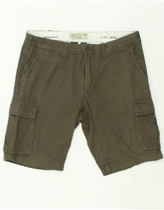 men's black athletic shorts -OVS Mens Regular Fit Cargo Shorts W34 Large  Khaki Cotton