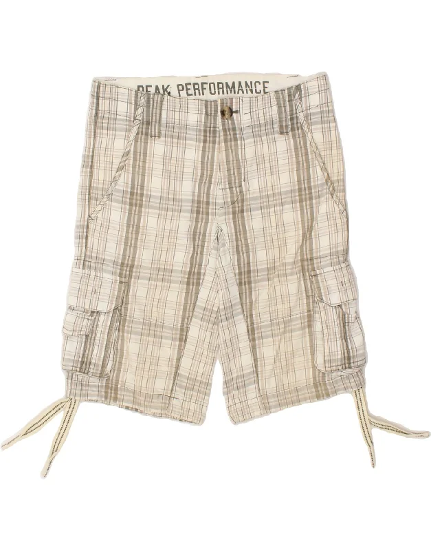 men's patterned shorts -PEAK PERFORMANCE Mens Cargo Shorts W30 Medium Grey Check Cotton