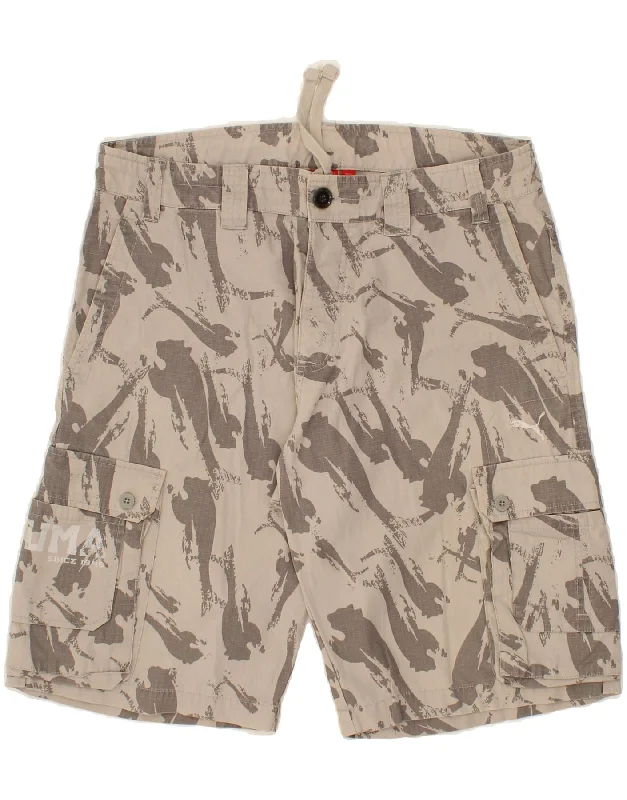 men's casual shorts -PUMA Mens Abstract Pattern Graphic Cargo Shorts Large W36  Grey