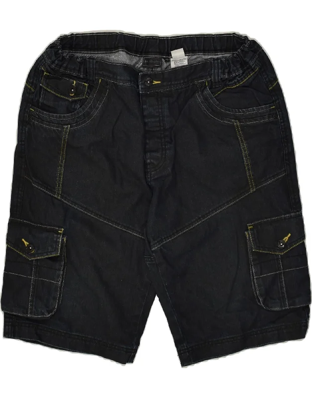 men's loose-fit shorts -RAINBOW Mens Denim Cargo Shorts W42 2XL Navy Blue Cotton