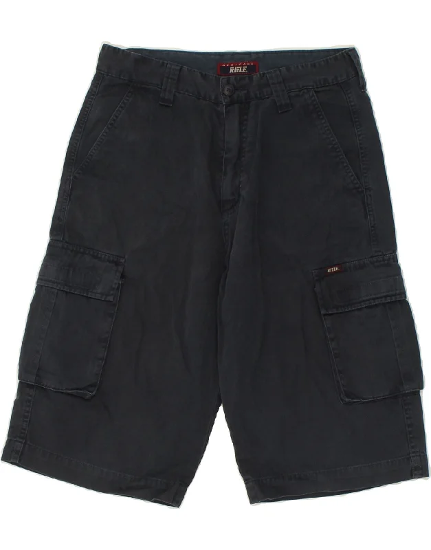 men's bold-pattern shorts -RIFLE Mens Cargo Shorts W30 Medium  Navy Blue Cotton