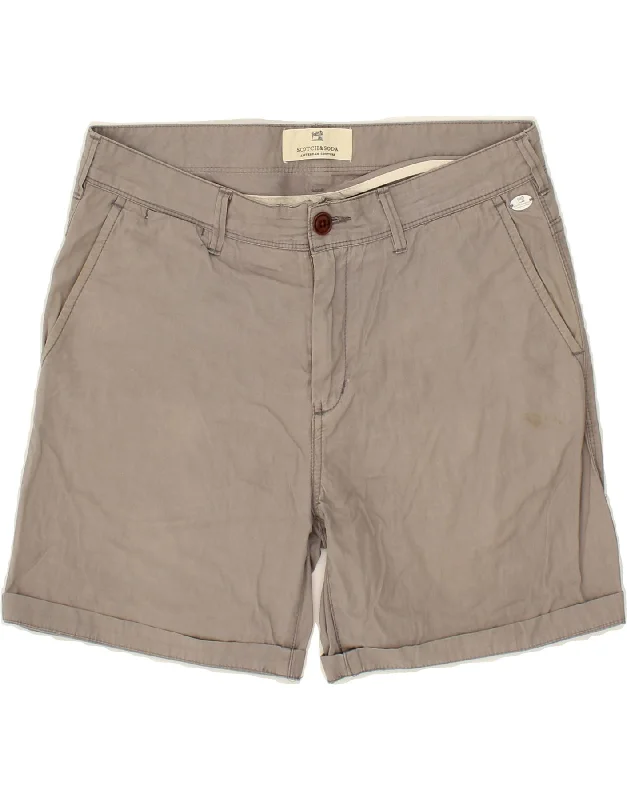 men's slim-fit shorts -SCOTCH & SODA Mens Chino Shorts W29 Small Grey Cotton