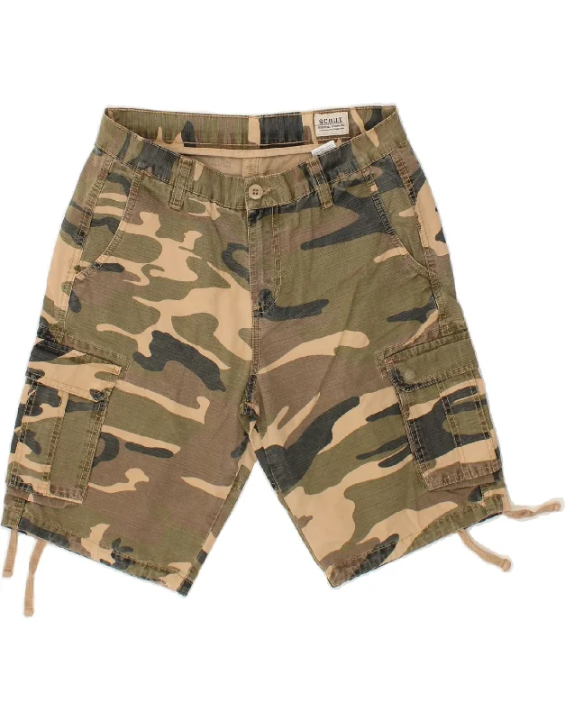 men's athletic wear shorts -SCOUT Mens Cargo Shorts Small W28 Khaki Camouflage Cotton