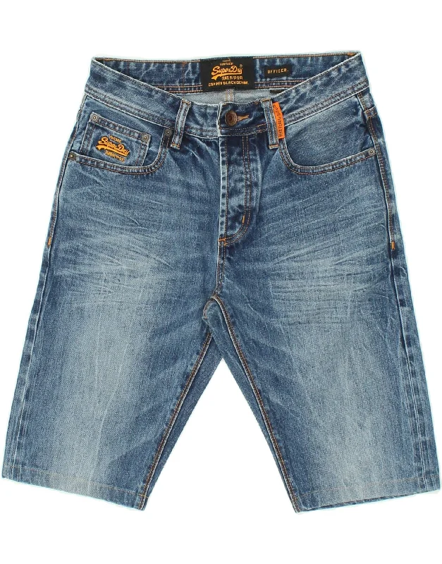 men's comfortable outdoor shorts -SUPERDRY Mens Denim Shorts W30 Medium Blue Cotton