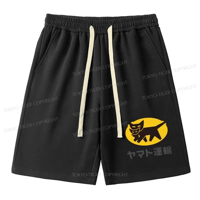 men's casual shorts -Tokyo-Tiger Black Cat Transport Pattern Japanese Unisex Shorts