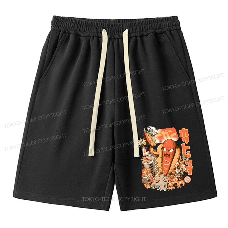 men's fleece shorts -Tokyo-Tiger Great Hot Dog Kaiju Japanese Unisex Shorts