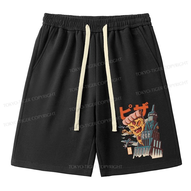 men's casual shorts for vacation -Tokyo-Tiger Great Pizza Kaiju Japanese Unisex Shorts