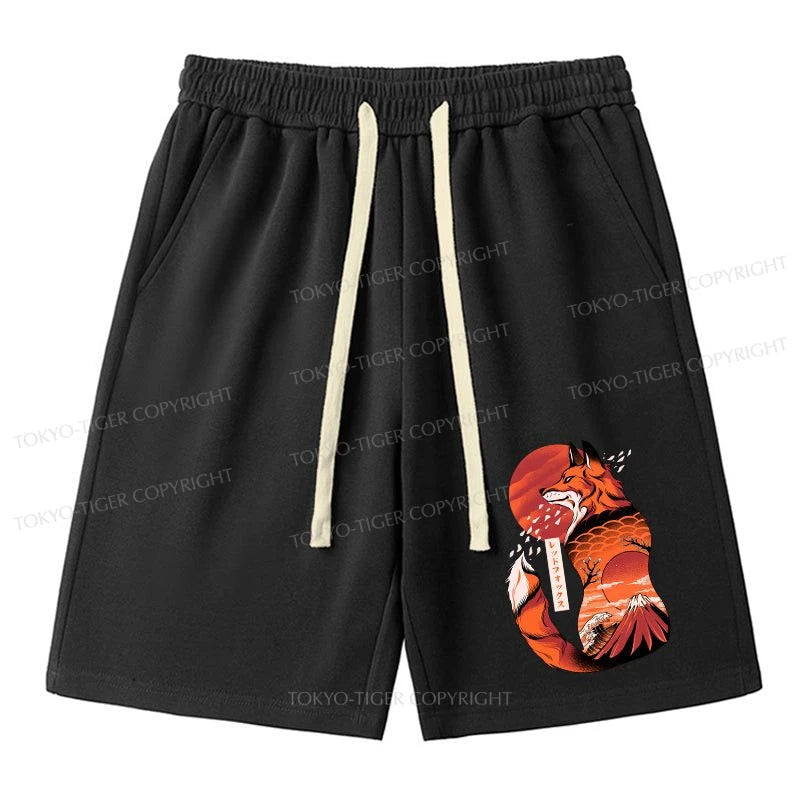 men's zipper-closure shorts -Tokyo-Tiger Japanese fox tattoo Unisex Shorts