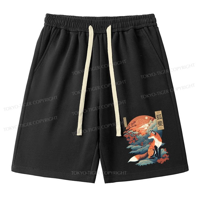 men's striped beach shorts -Tokyo-Tiger Japanese Kitsune Fox Sakura Unisex Shorts