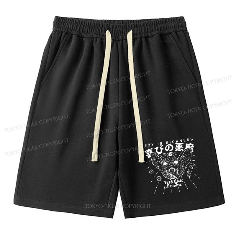 men's shorts with pockets -Tokyo-Tiger Joy Is Sickness Unisex Shorts