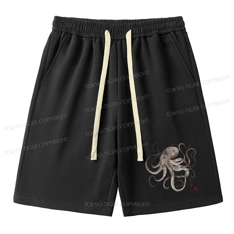 men's trendy beach shorts -Tokyo-Tiger Octopus Japanese Calligraphy Unisex Shorts