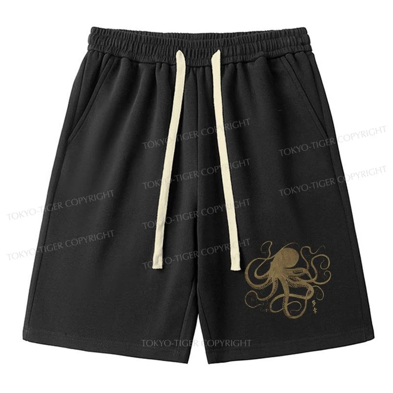 men's striped shorts -Tokyo-Tiger Octopus Japanese Gold Print Tattoo Unisex Shorts