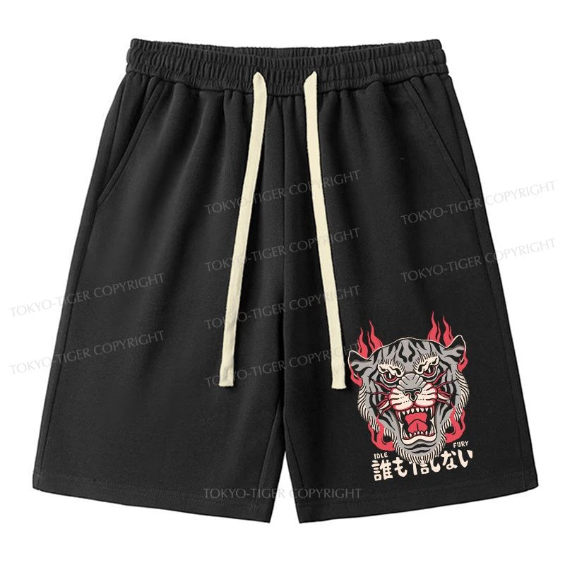 men's premium denim shorts -Tokyo-Tiger Retro Tiger Japanese Unisex Shorts