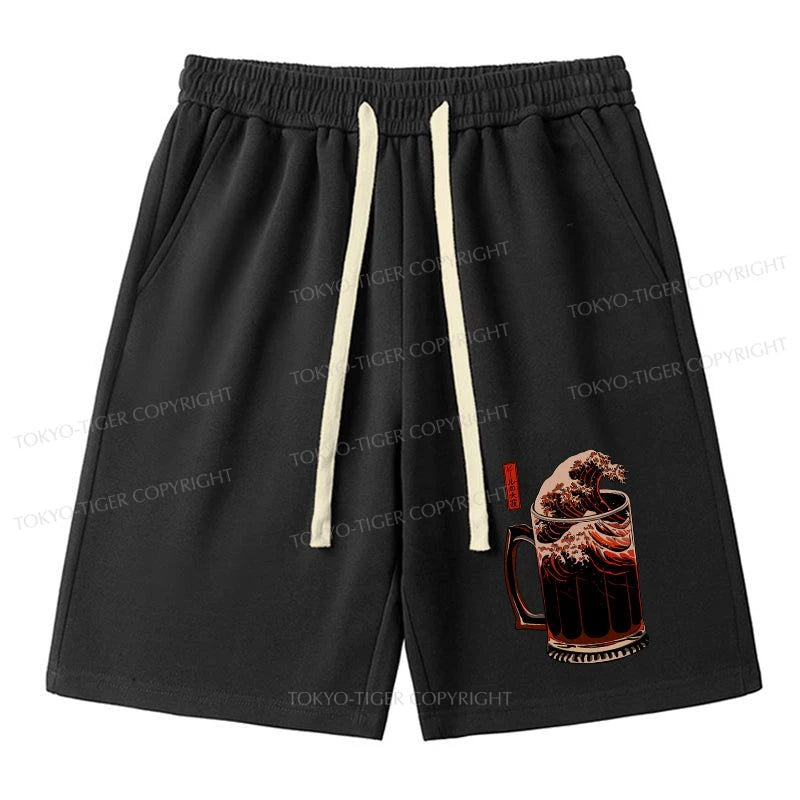 men's patterned shorts -Tokyo-Tiger The Great Wave Off Beer Japanese Unisex Shorts