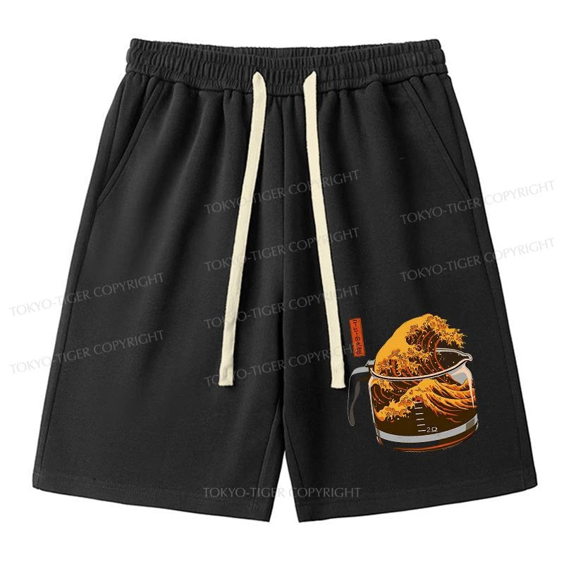 men's versatile casual shorts -Tokyo-Tiger The Great Wave Off Coffee Japanese  Unisex Shorts