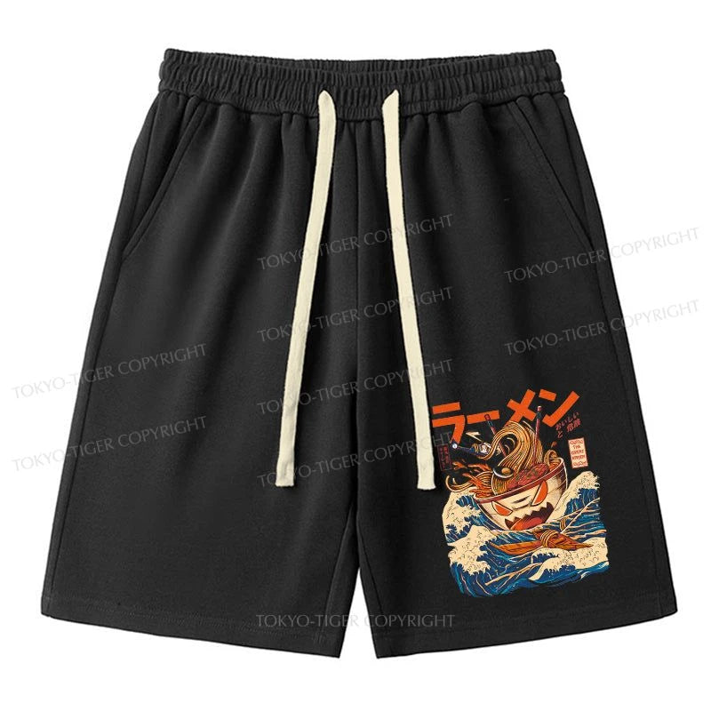 men's casual printed shorts -Tokyo-Tiger The Great Wave Ramen Yokai  Shorts