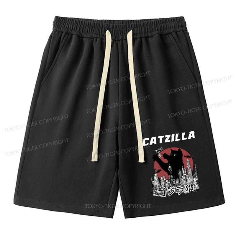 men's warm-weather shorts -Tokyo-Tiger Tokyo-Tiger Catzilla Vintage Unisex Shorts