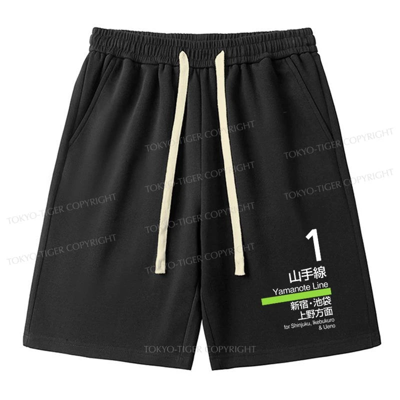 men's striped shorts -Tokyo-Tiger Tokyo Yamanote Line Platform Sign Unisex Shorts