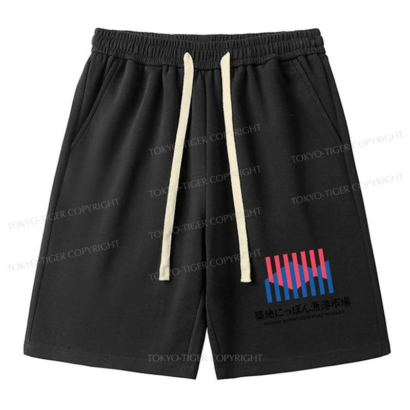 men's slim-fit denim shorts -Tokyo-Tiger Tsukiji Nippon Fish Port Market Unisex Shorts