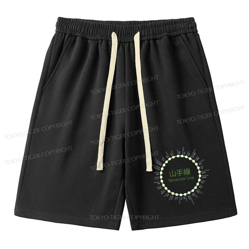 men's printed shorts -Tokyo-Tiger Yamanote Line Stations Circle Unisex Shorts