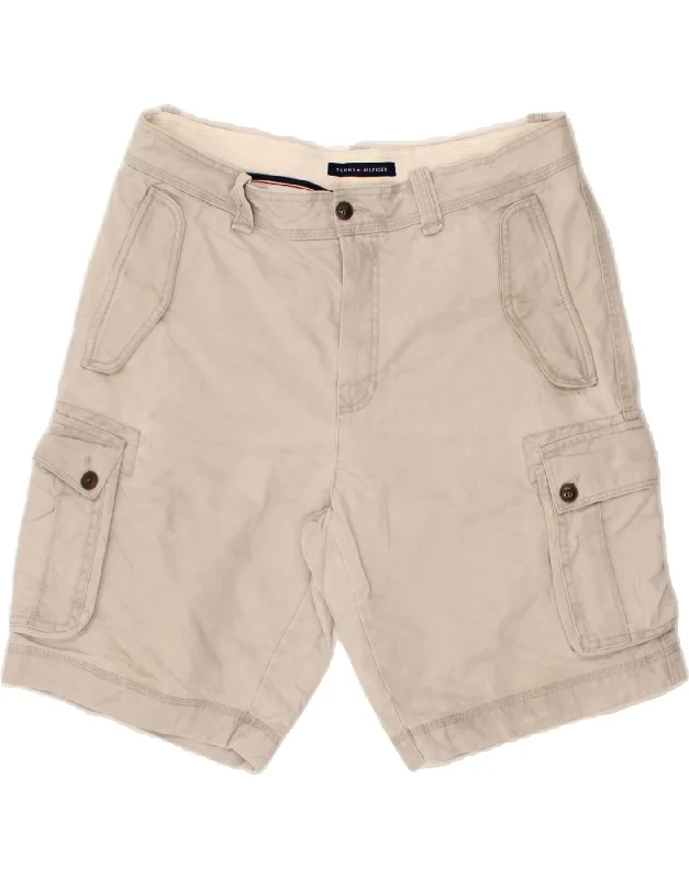 men's cargo shorts -TOMMY HILFIGER Mens Cargo Shorts W35 Large Grey Cotton