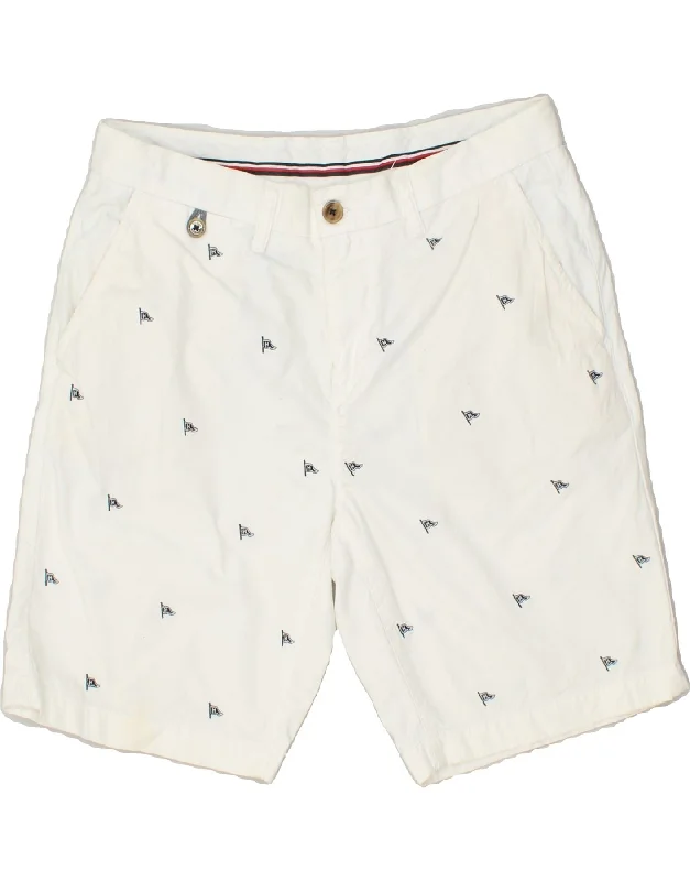 men's knee-length shorts -TOMMY HILFIGER Mens Graphic Chino Shorts W30 Medium White Spotted Cotton