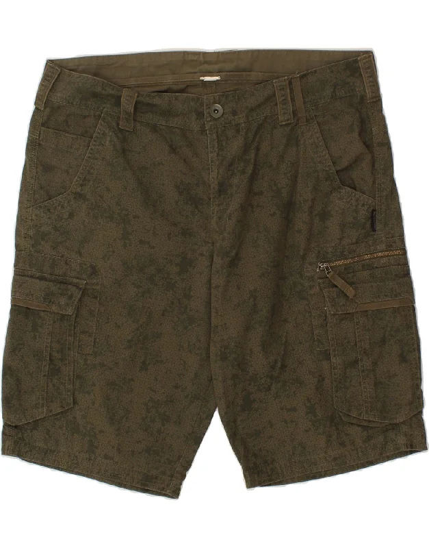 men's hiking cargo shorts -VINTAGE Mens Abstract Pattern Cargo Shorts W38 XL  Green