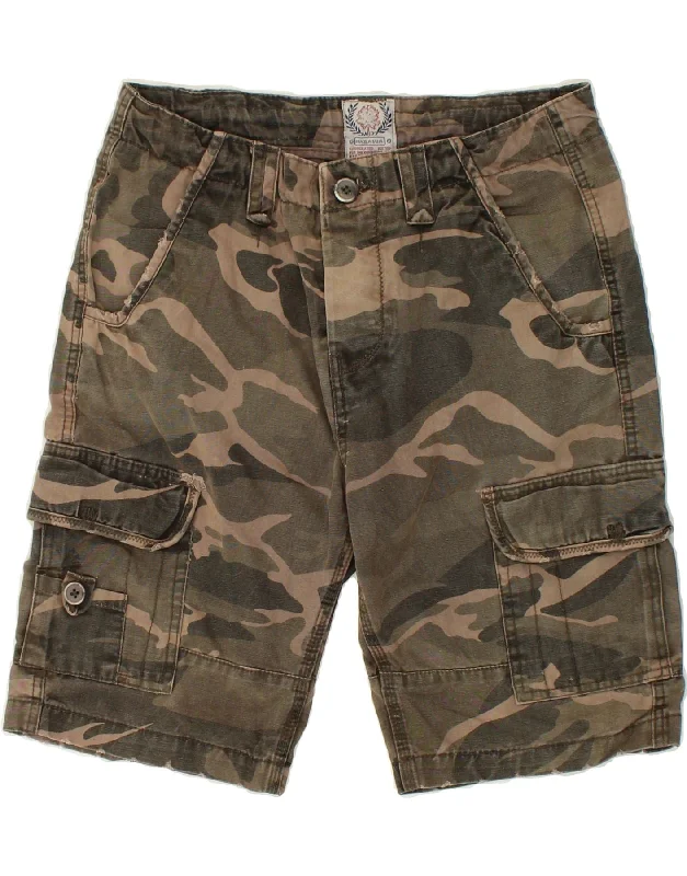 men's versatile casual shorts -VINTAGE Mens Cargo Shorts IT 46 Small W30  Brown Camouflage Cotton