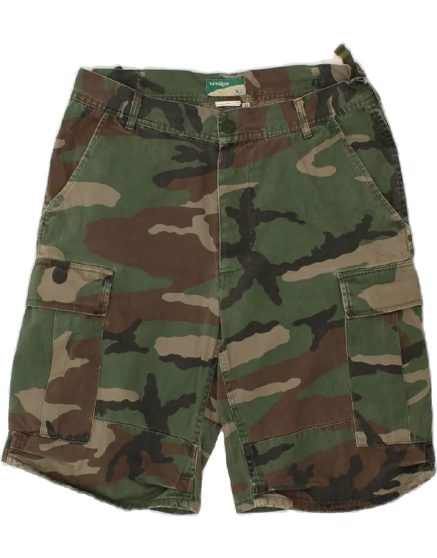 men's patterned shorts -VINTAGE Mens Cargo Shorts IT 48 Medium W30 Green Camouflage