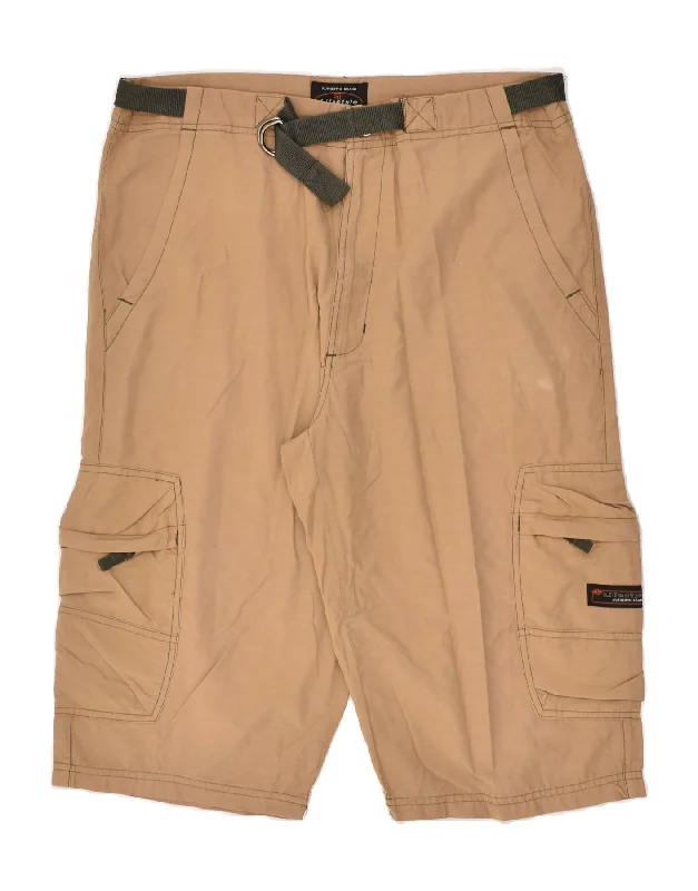 men's long shorts -VINTAGE Mens Cargo Shorts IT 48 Medium W34 Brown Cotton