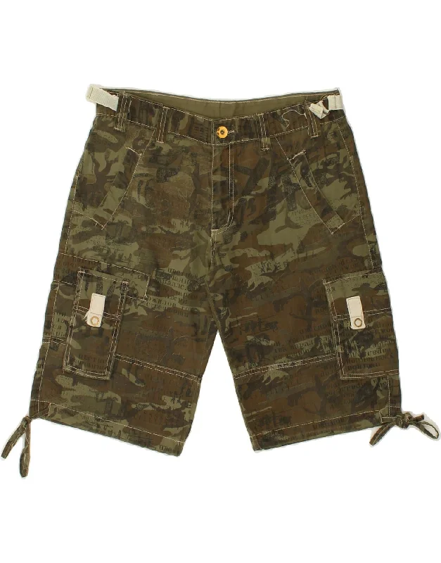 men's zipper-closure shorts -VINTAGE Mens Cargo Shorts IT 50 Large W32 Green Camouflage Cotton