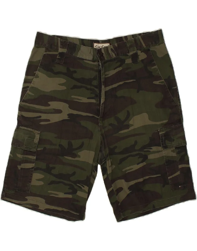 men's vintage shorts -VINTAGE Mens Cargo Shorts IT 50 Large W34 Khaki Camouflage