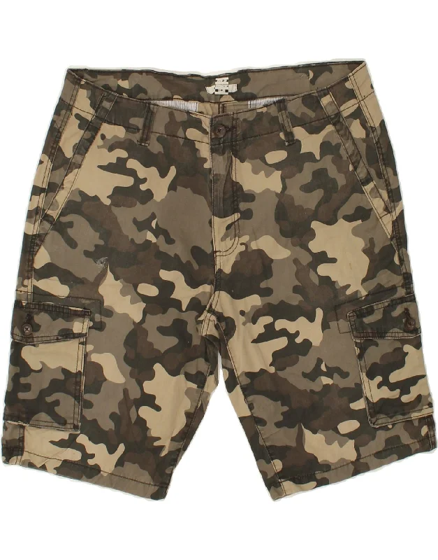 men's high-performance shorts -VINTAGE Mens Cargo Shorts IT 50 Large W36 Green Camouflage Cotton