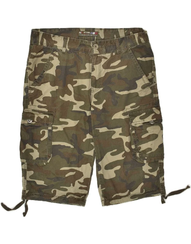 men's board shorts -VINTAGE Mens Cargo Shorts IT 54 2XL W41 Khaki Camouflage Cotton