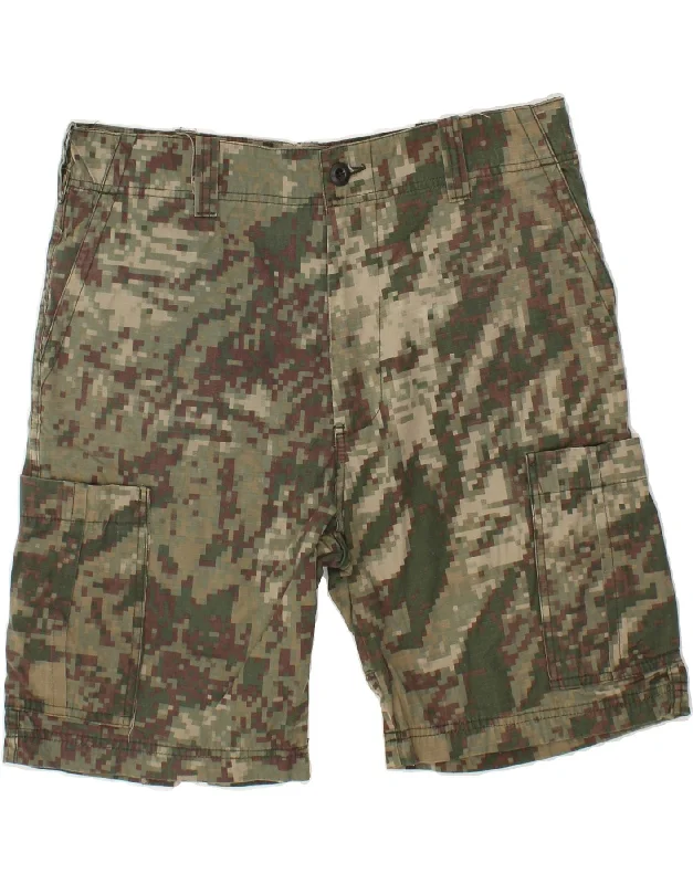 men's tailored shorts -VINTAGE Mens Cargo Shorts Small W34 Khaki Geometric Cotton