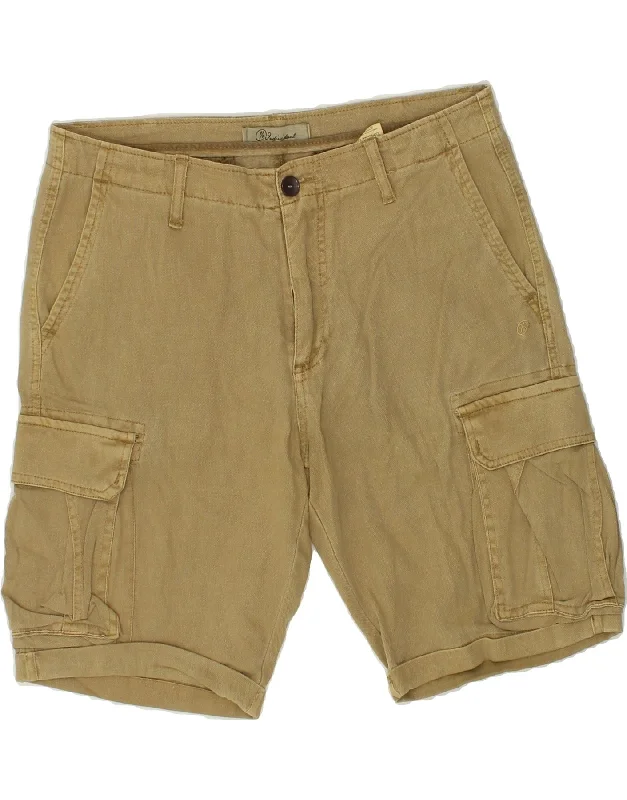 men's comfortable denim shorts -VINTAGE Mens Cargo Shorts W30 Medium Khaki Cotton