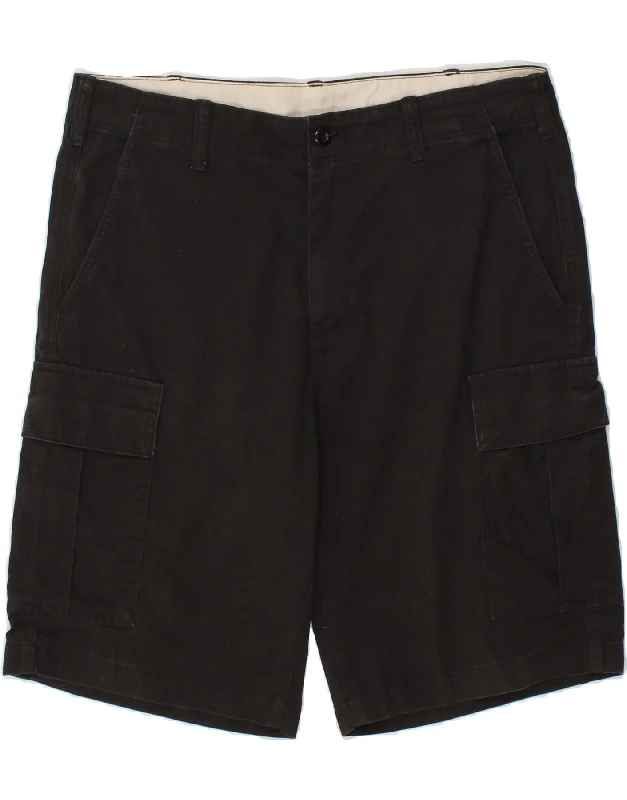 men's hiking cargo shorts -VINTAGE Mens Cargo Shorts W33 Medium Black Cotton