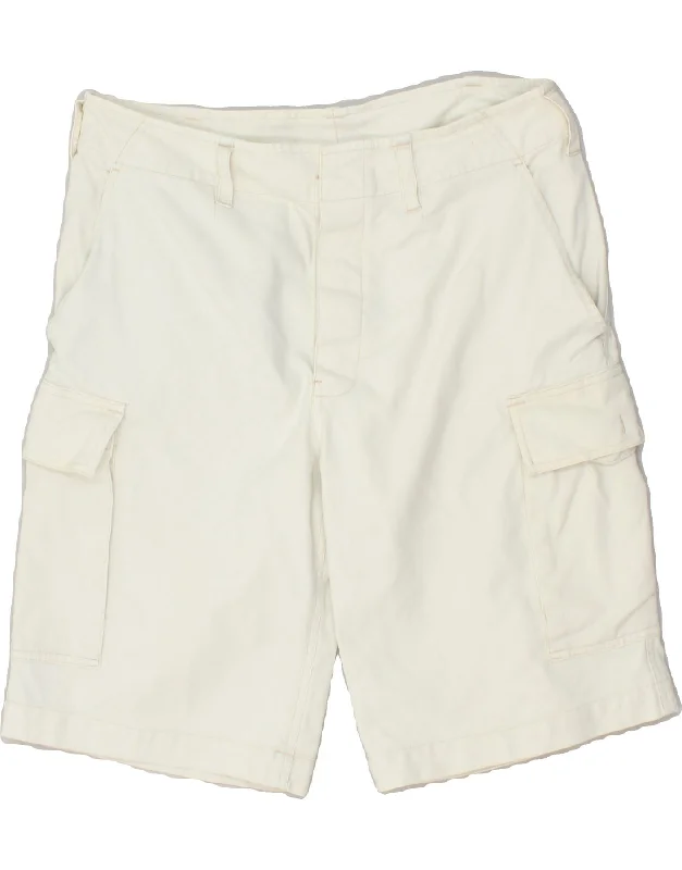 men's striped shorts -VINTAGE Mens Cargo Shorts W36 Large Off White Cotton