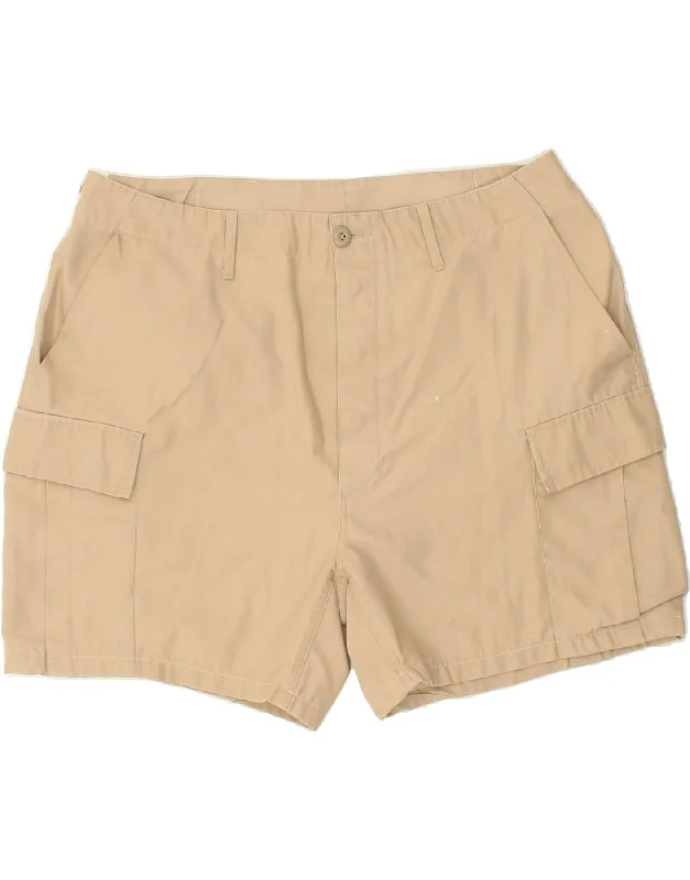 men's casual denim shorts -VINTAGE Mens Cargo Shorts W39 XL Beige Cotton