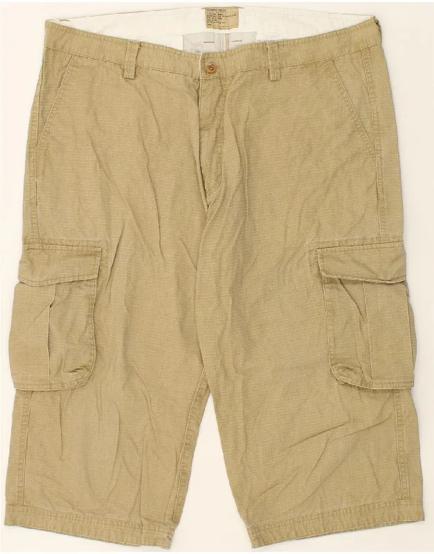 men's trendy shorts -VINTAGE Mens Cargo Shorts W40 XL Beige Cotton