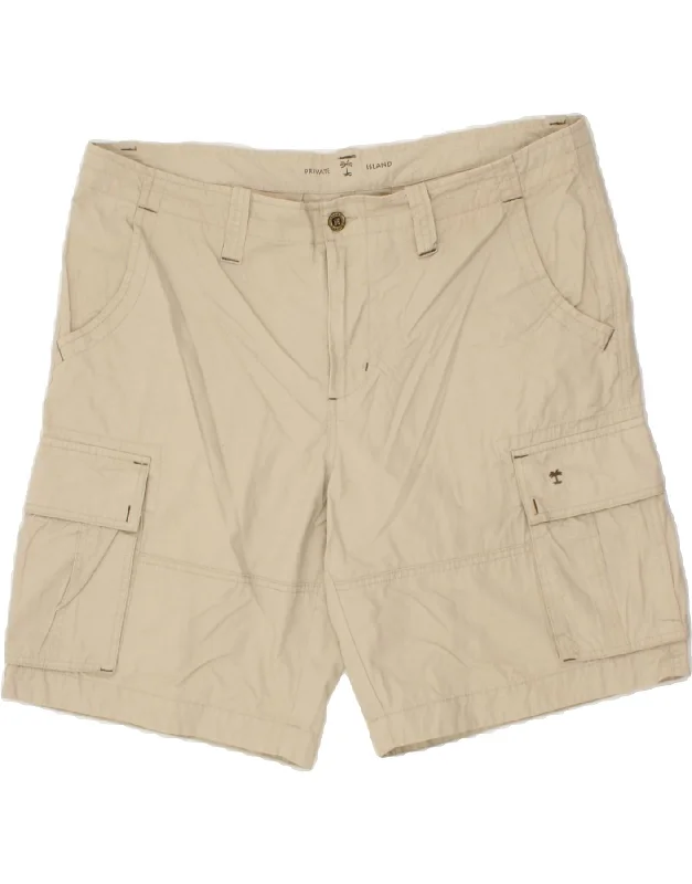 men's summer-ready shorts -VINTAGE Mens Cargo Shorts W42 2XL Beige Cotton