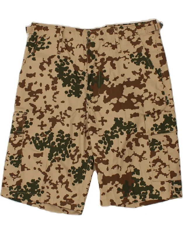 men's bold-pattern shorts -VINTAGE Mens Cargo Shorts XL W346 Beige Camouflage Polyester