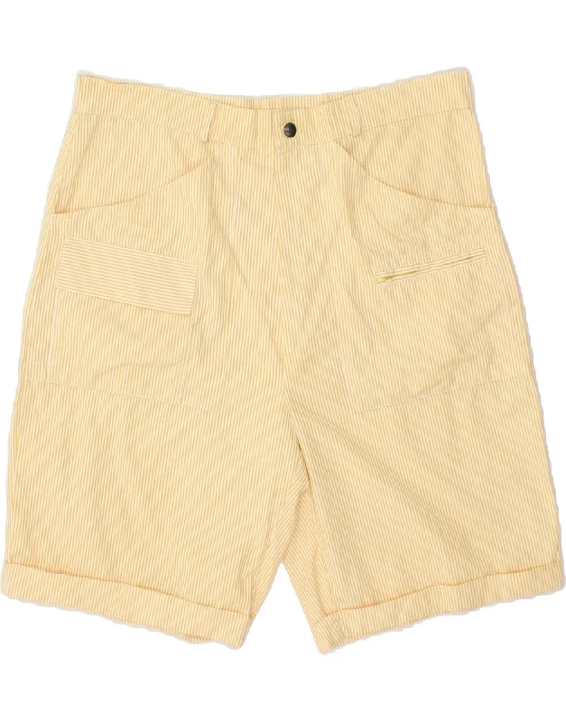 men's black athletic shorts -VINTAGE Mens Casual Shorts IT 50 Large W34 Yellow Pinstripe Cotton