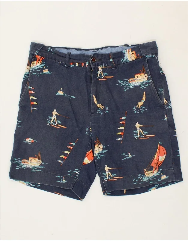 men's patterned cargo shorts -VINTAGE Mens Chino Shorts W30 Medium  Navy Blue Cotton Hawaiian