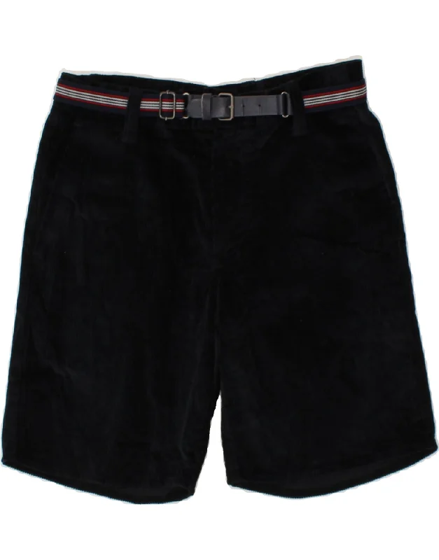 men's long shorts -VINTAGE Mens Corduroy Casual Shorts IT 48 Medium W32  Navy Blue Cotton