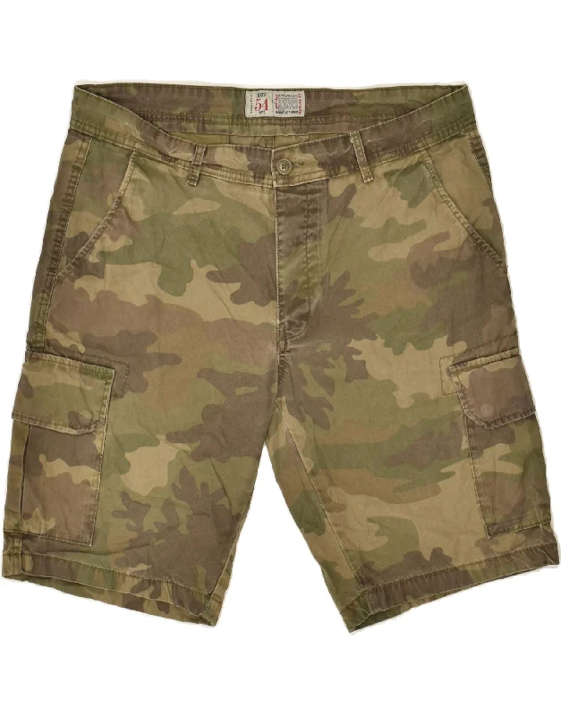 men's outdoor shorts -VINTAGE Mens Regular Fit Cargo Shorts IT 54 2XL W38  Khaki Camouflage