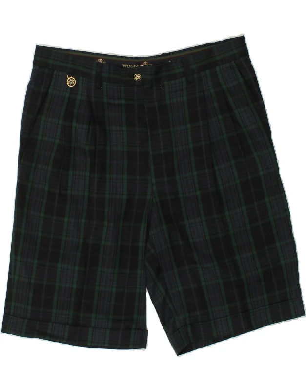 men's cool outdoor shorts -WOODS & IRONS Mens Chino Shorts IT 52 XL W36 Navy Blue Check Cotton